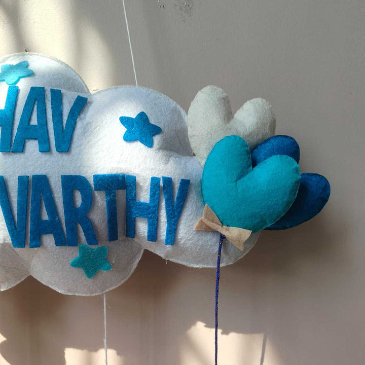 Personalized Teddy & Cloud Theme Felt Kids Name Plate