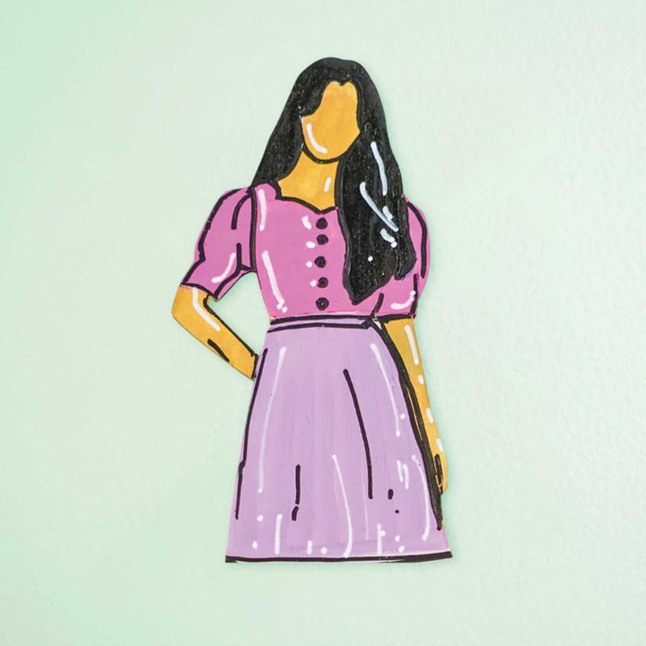 Personalized Hand-painted Cute Girl Theme MDF Wood Fridge Magnet