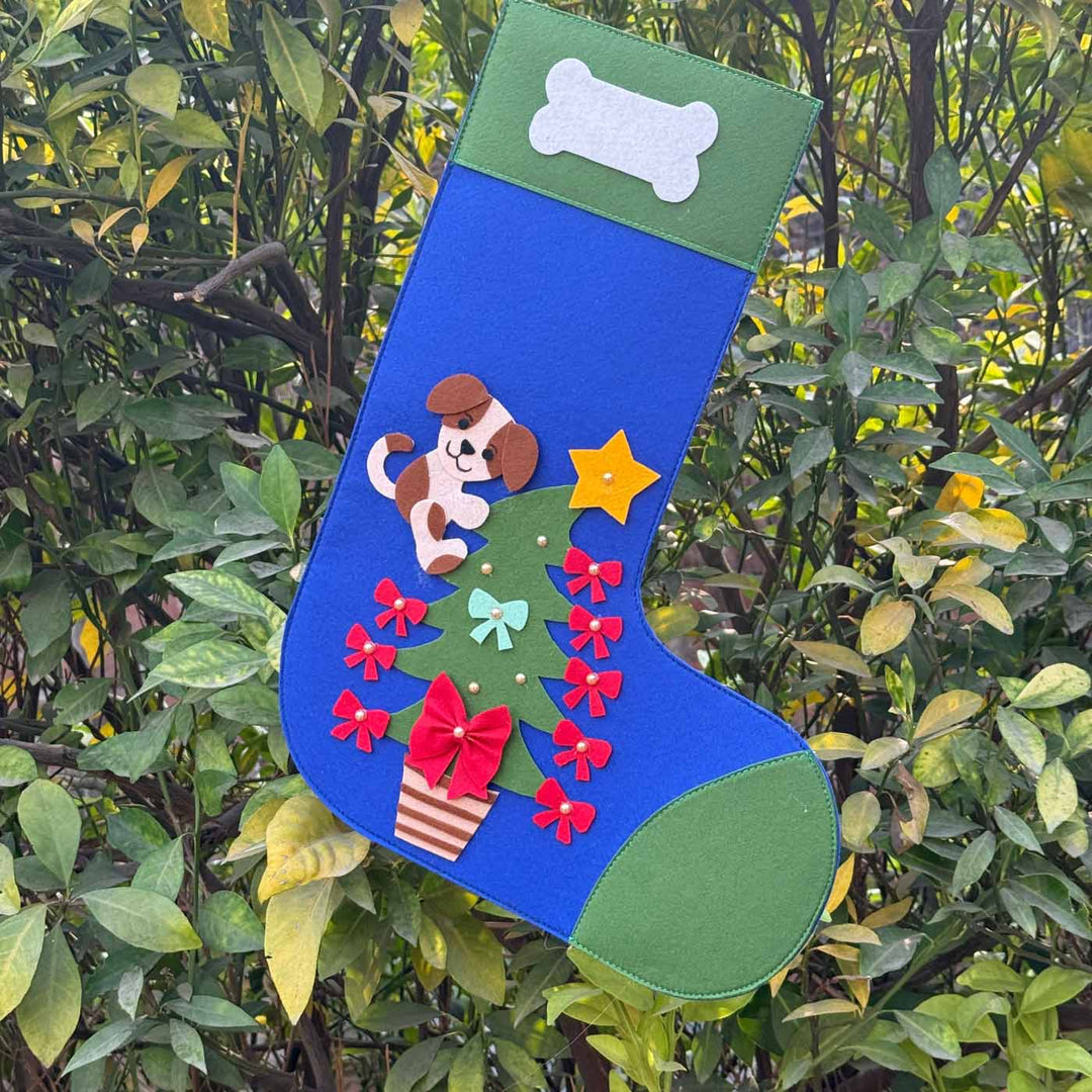 2 Pc | Personalized Handmade Pawsome Felt Stocking And Dog Ornament