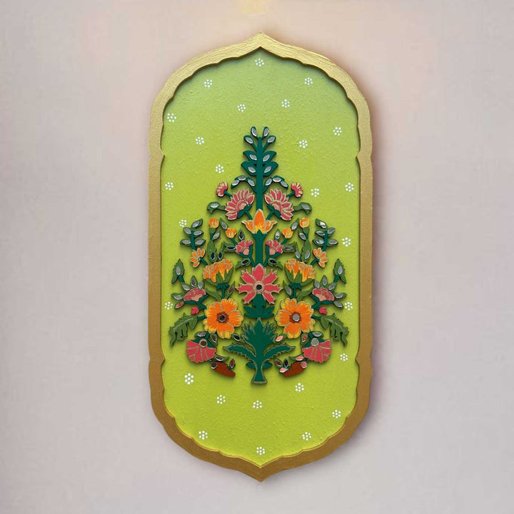 Hand-Painted Floral Motif MDF Wood Wall Decor