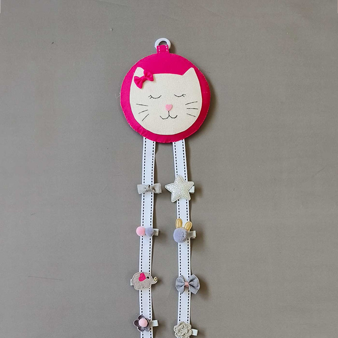 Handmade Cat Theme Felt Hair Clip Organiser