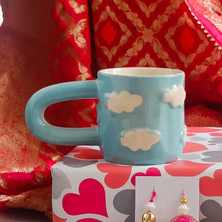 Handmade Mocha Lover Rakhi Gift Hamper | 2 Mugs, Couple Rakhi Set, Roli Chawal & Chocolates