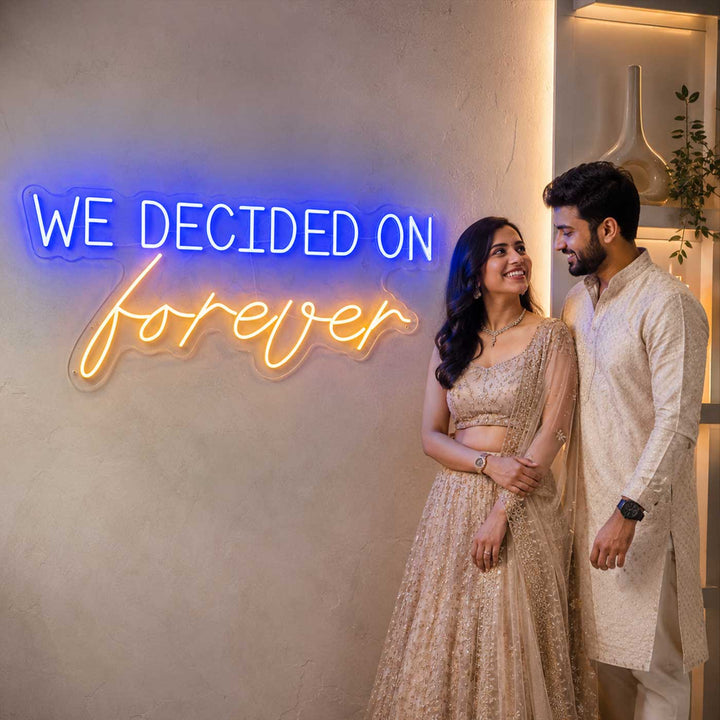 Personalized "We Decided On Forever" Handmade Neon Light Sign Board For Wedding/Engagement Backdrop Decor