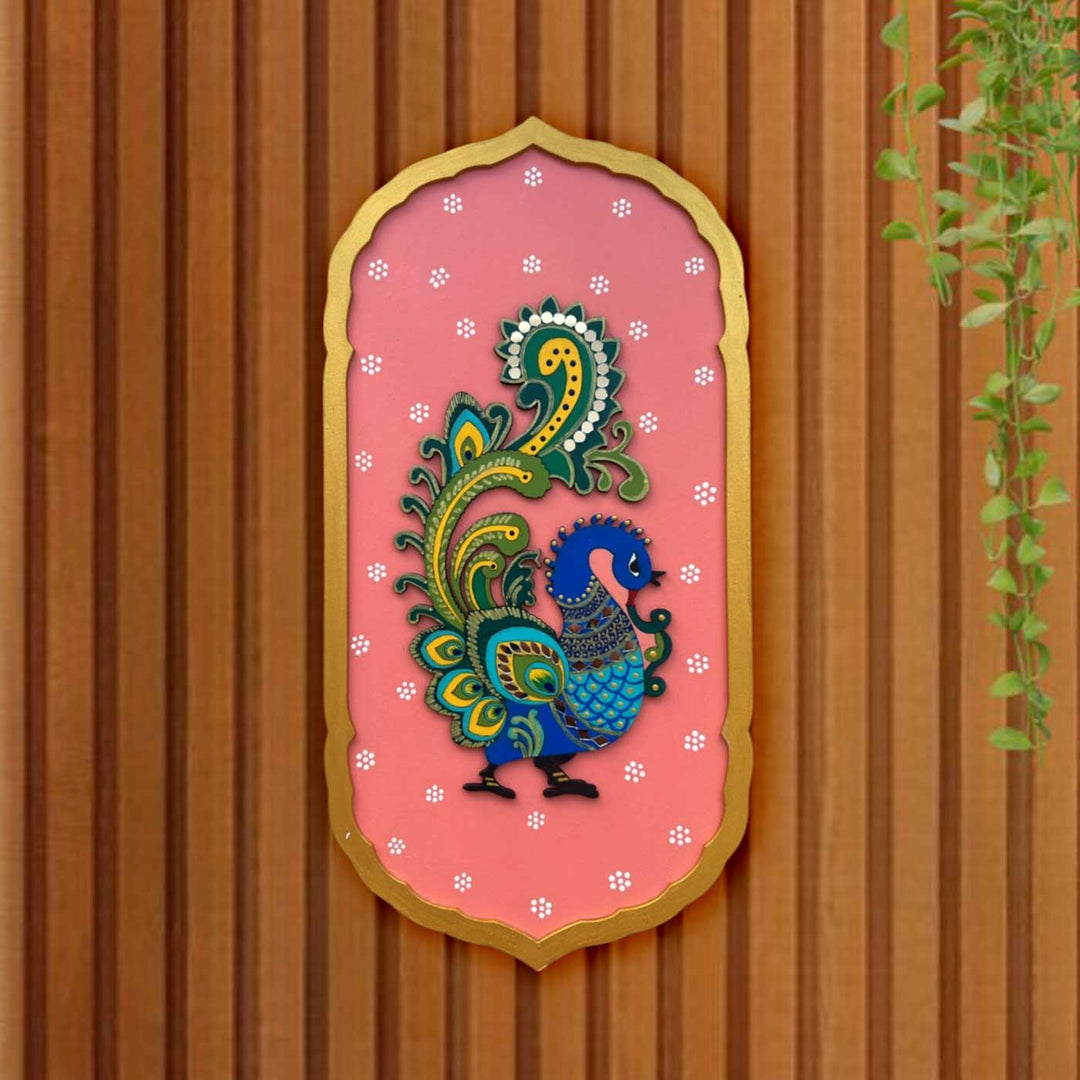 Hand-Painted Peacock Theme MDF Wood Wall Decor