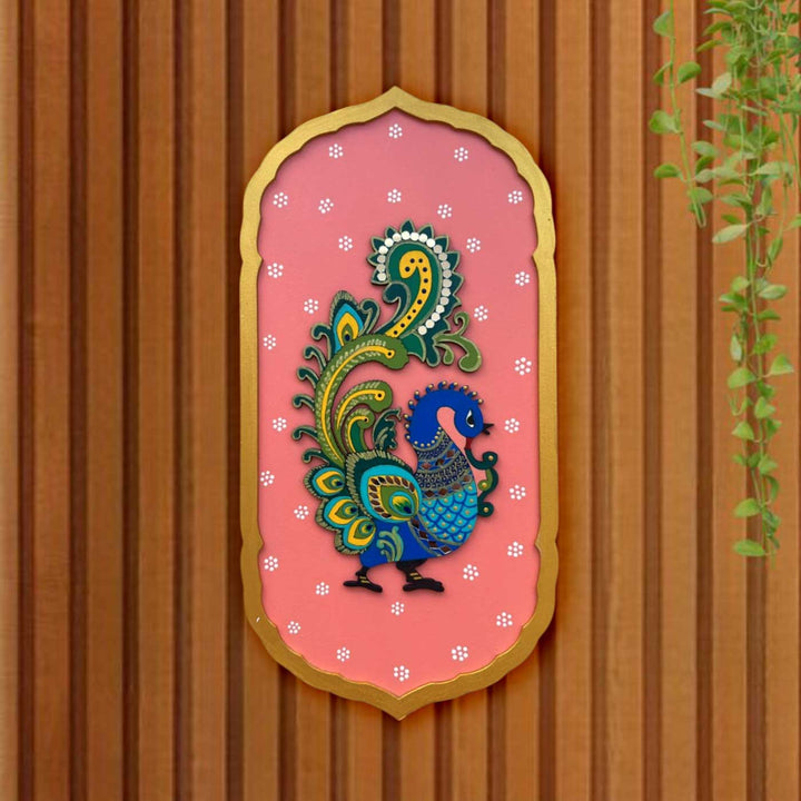 Hand-Painted Peacock Theme MDF Wood Wall Decor