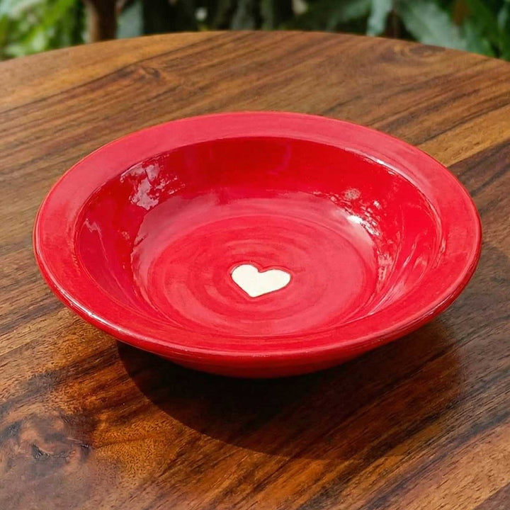 Handmade Cute Heart Motif Ceramic Plate