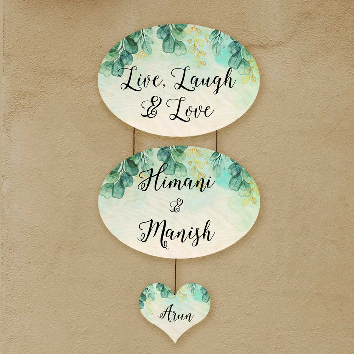 Personalized Printed Spring Green Floral Wooden Oval Nameplate