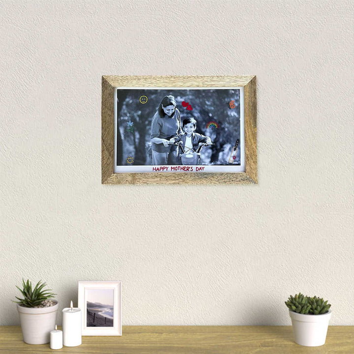 Photo Personalized Emoji Embroidery Theme Wooden Photo Frame
