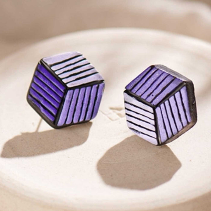 Handmade Hexagonal Terracotta Earrings