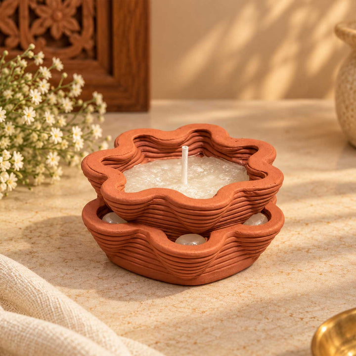 3D Printed Terracotta Tealight Diya For Festive Decor