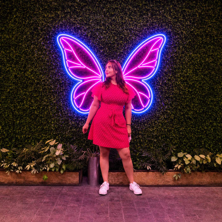 Handmade "Butterfly Neon Light Sign Board" For Restaurant Photo Booth Decor