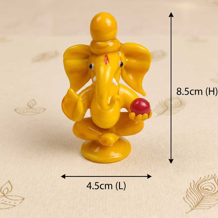 Handmade Blown Glass Ganesha Miniature Figurine/Idol For Decor