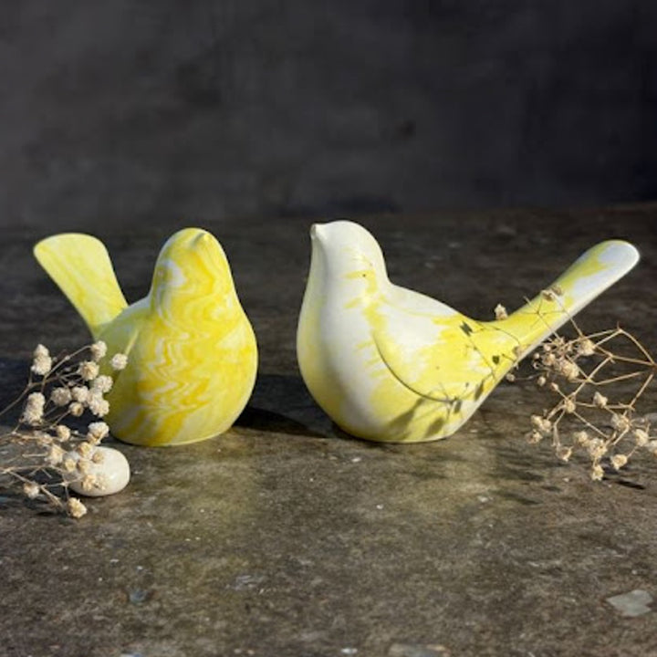 Handmade Concrete Twin Flame Hamper | Includes 2 Bird Centerpiece, 1 Candle Holder And 2 Succulents