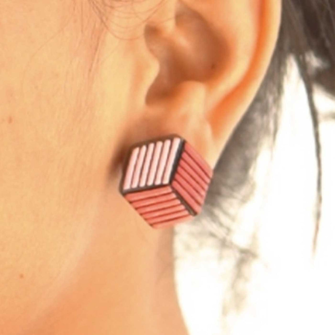 Handmade Hexagonal Terracotta Earrings