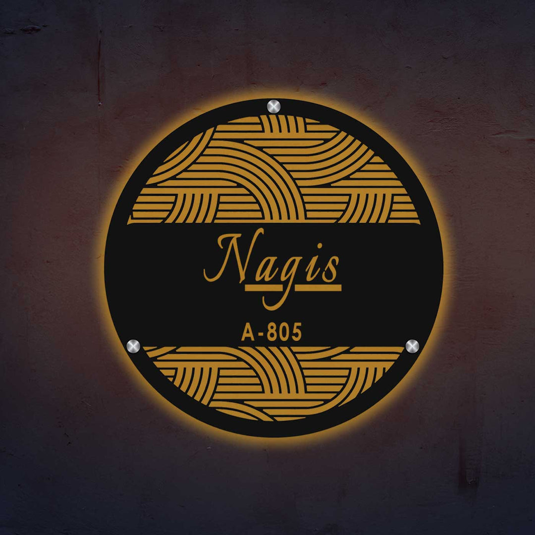 Personalized Laser Cut Round Steel Name Plate