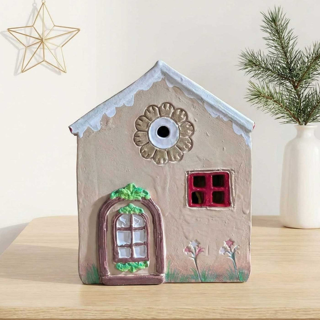 Handmade Dual Look Christmas House Tealight Holder