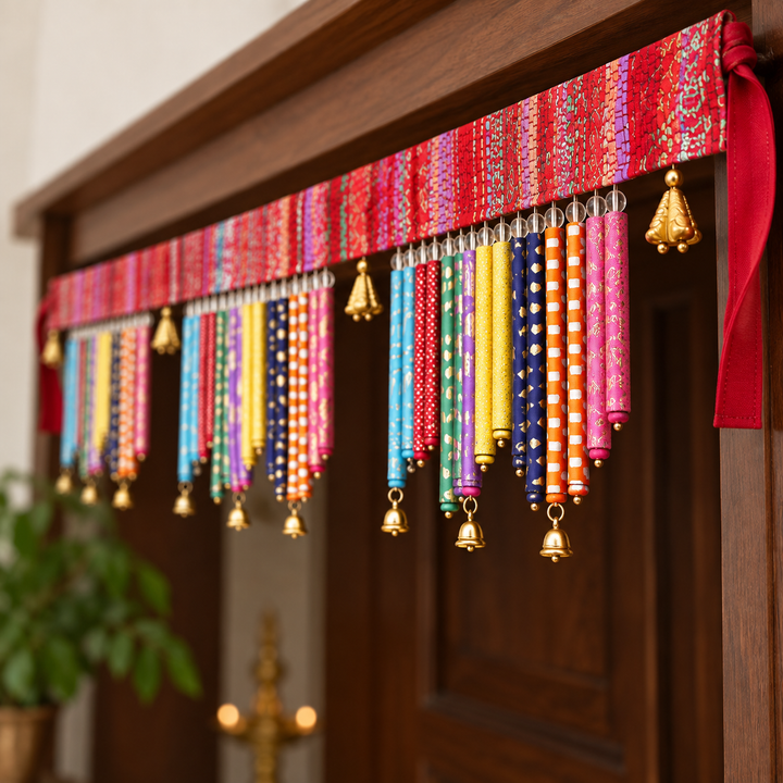 42 In | Handmade Multicolour Paper & Bell Toran