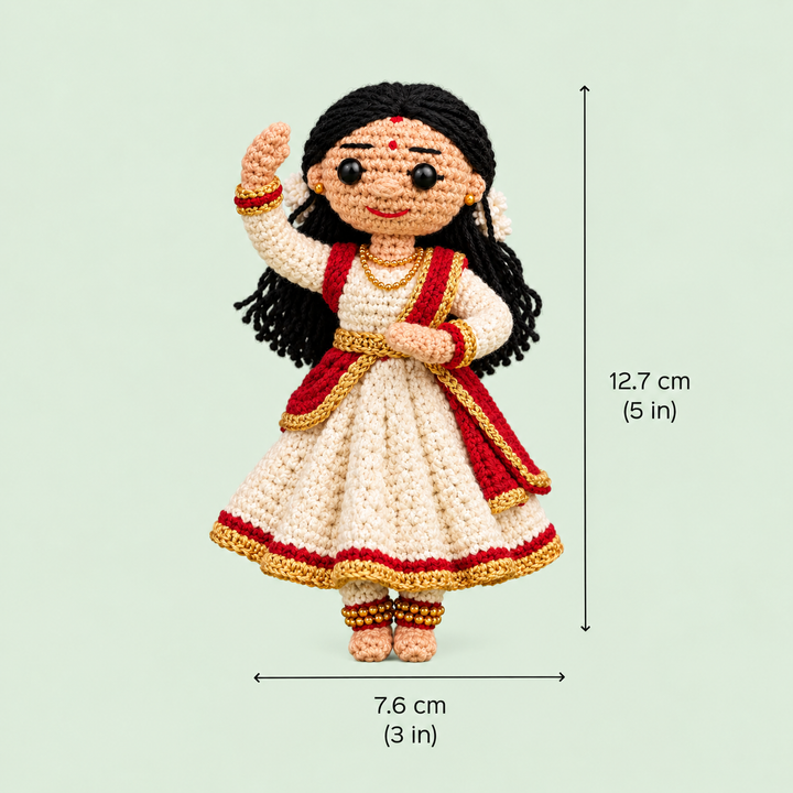 "Kathak" Themed Crochet Doll For Golu/Festive Decor