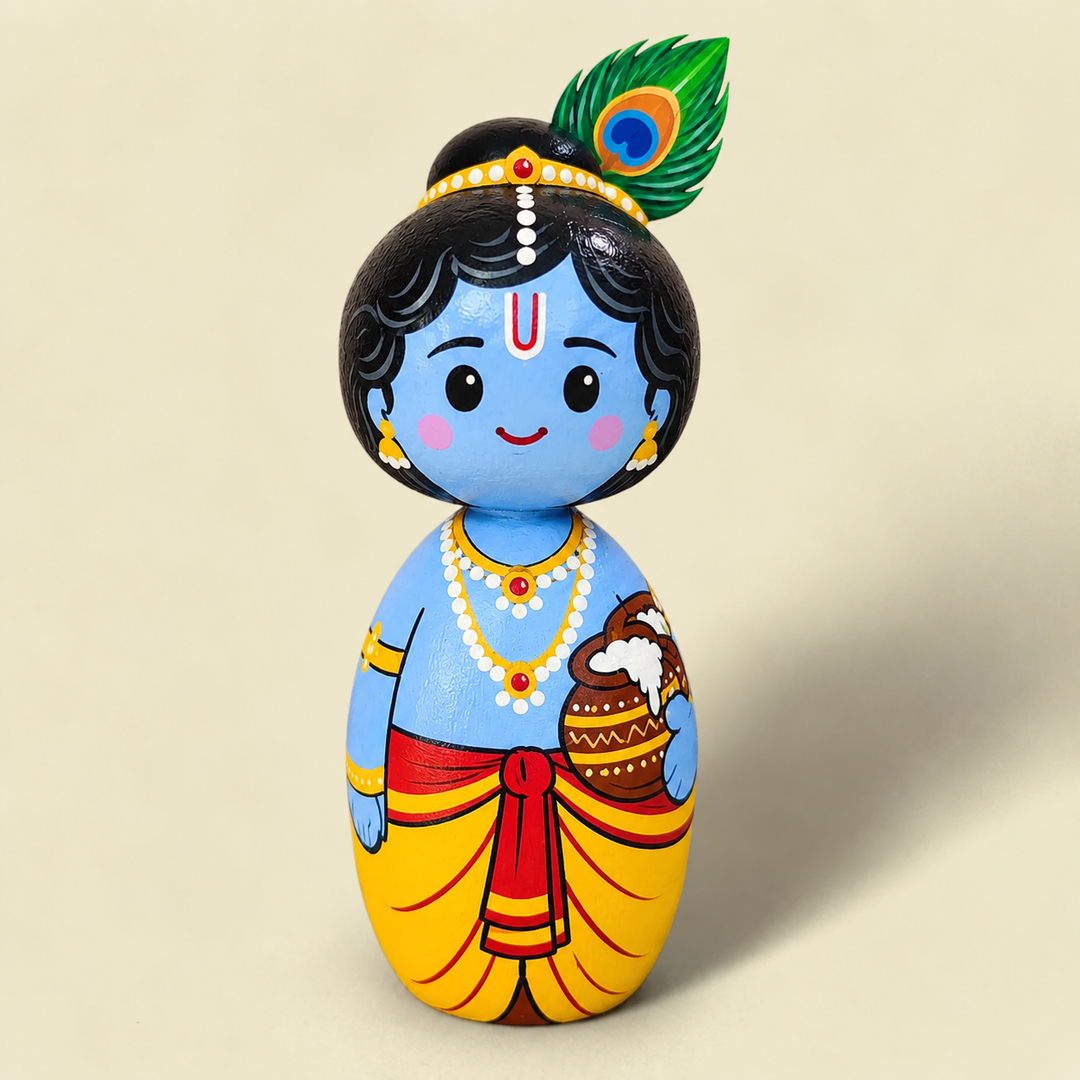 "Krishna" Themed Wooden Doll For Golu/Festive Decor