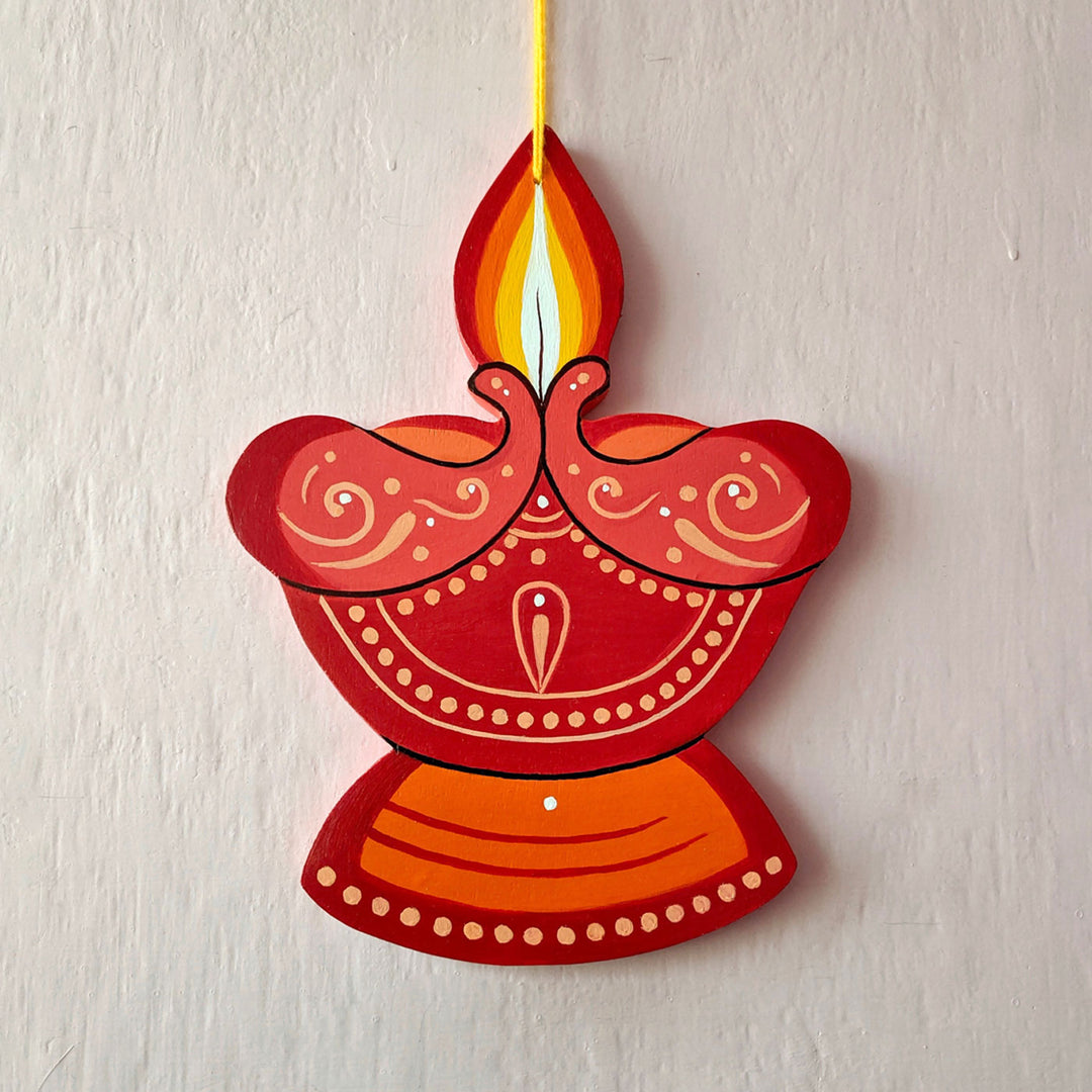 Handpainted Wooden Diya Wall Hanging