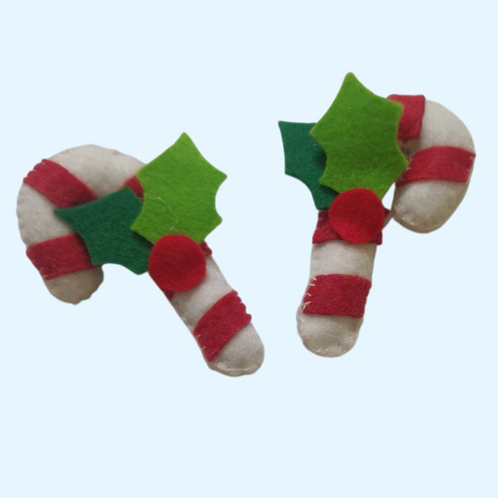 Handmade Felt Candy Cane Christmas Ornament | Set Of 2