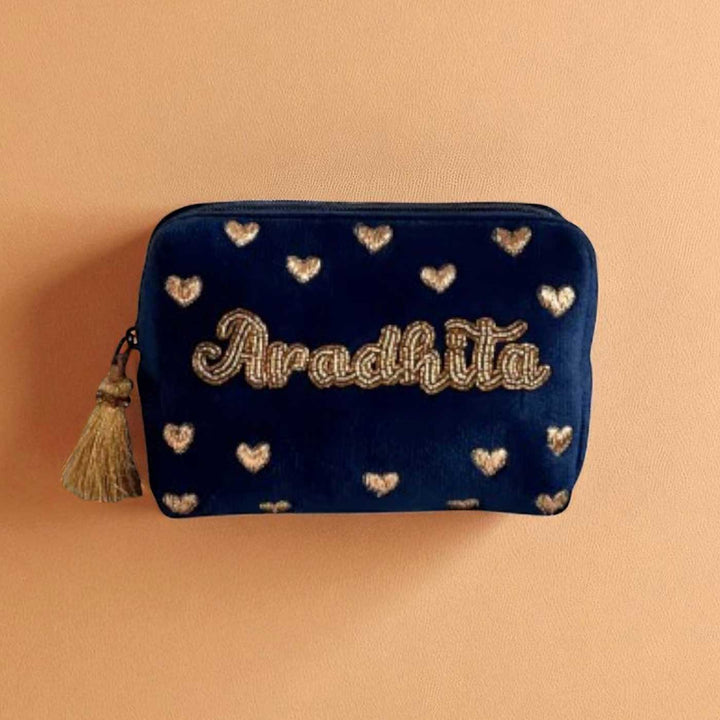 Personalized Handmade Embroidered Heart Design Pouch