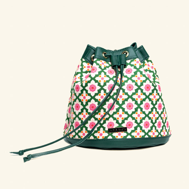 Bageechi Hand Block Printed Bucket Handbag
