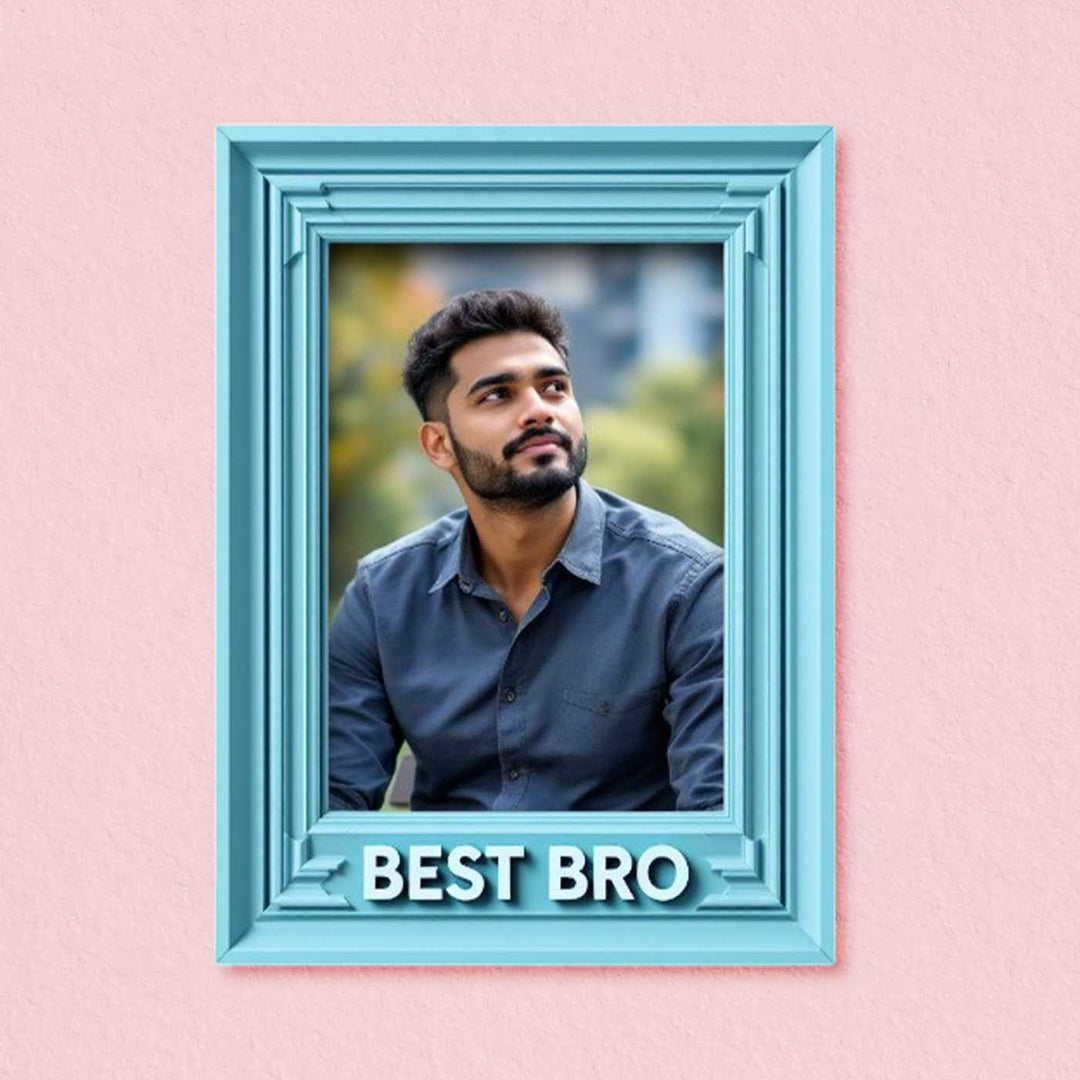 Printed "Best Bro" Polaroid Theme Acrylic Fridge Magnet
