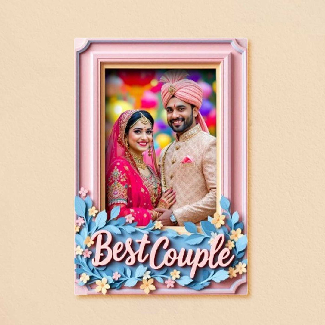 Printed "Best Couple" Polaroid Theme Acrylic Fridge Magnet