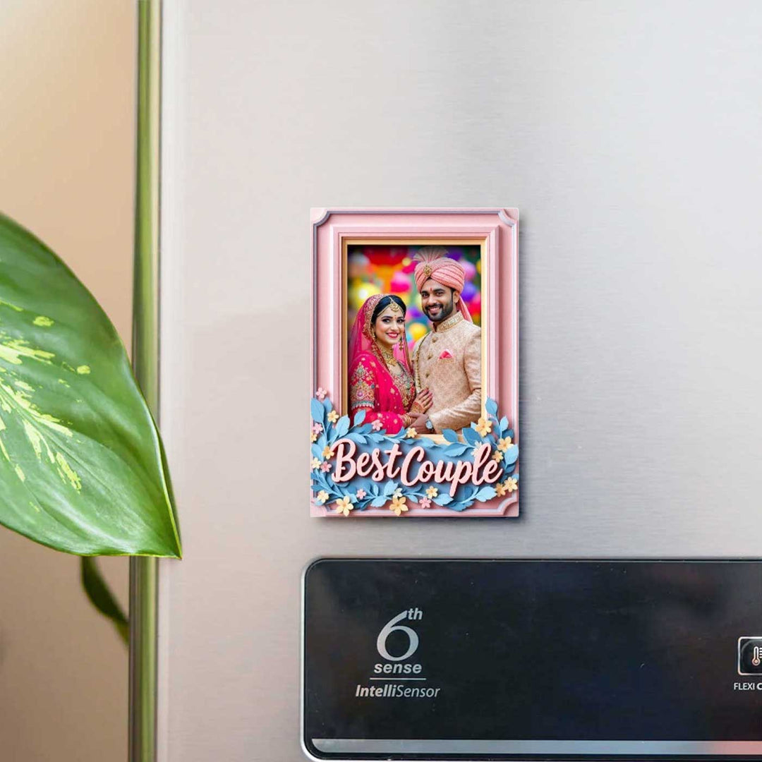 Printed "Best Couple" Polaroid Theme Acrylic Fridge Magnet