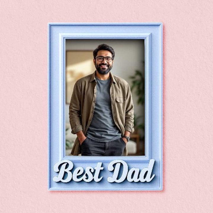 Printed "Best Dad" Polaroid Theme Acrylic Fridge Magnet