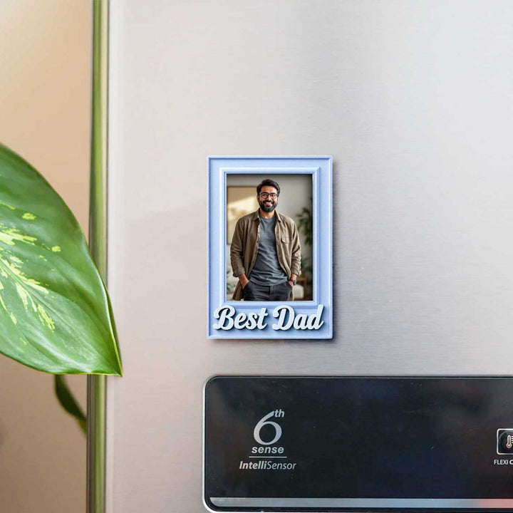 Printed "Best Dad" Polaroid Theme Acrylic Fridge Magnet