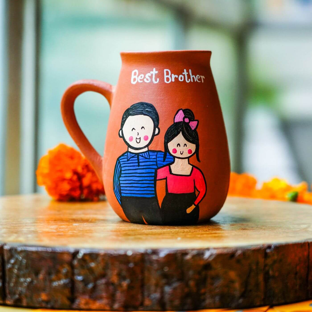 Photo Personalised 'Best Brother' Terracotta Caricature Rakhi Hamper