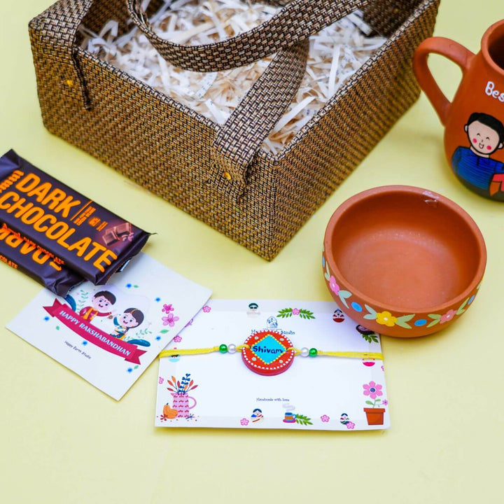 Photo Personalised 'Best Brother' Terracotta Caricature Rakhi Hamper