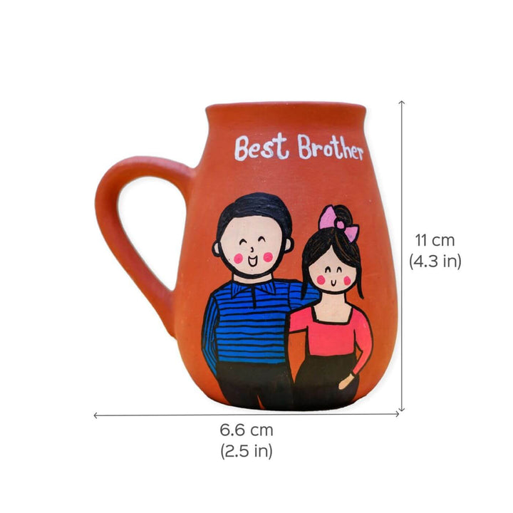 Photo Personalised 'Best Brother' Terracotta Caricature Mug and Rakhi Set