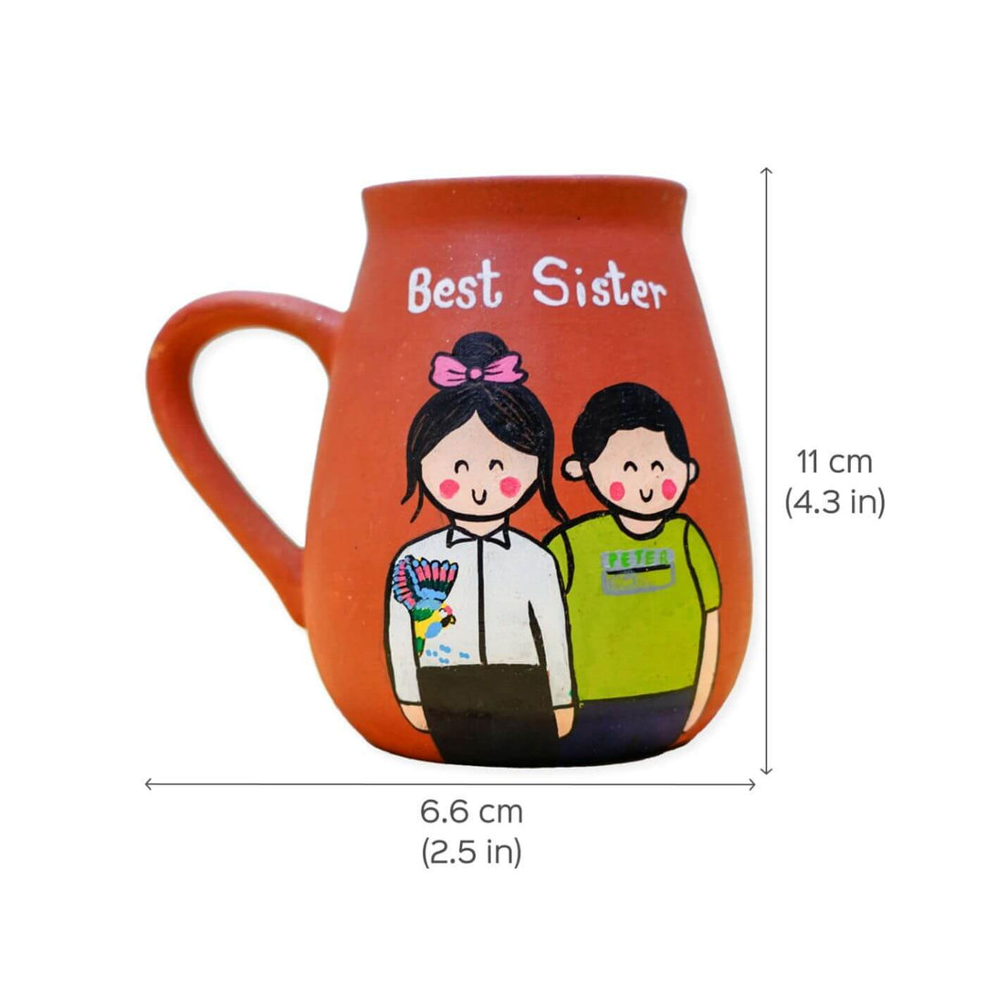 Photo Personalized 'Best Sister' Terracotta Caricature Rakhi Hamper