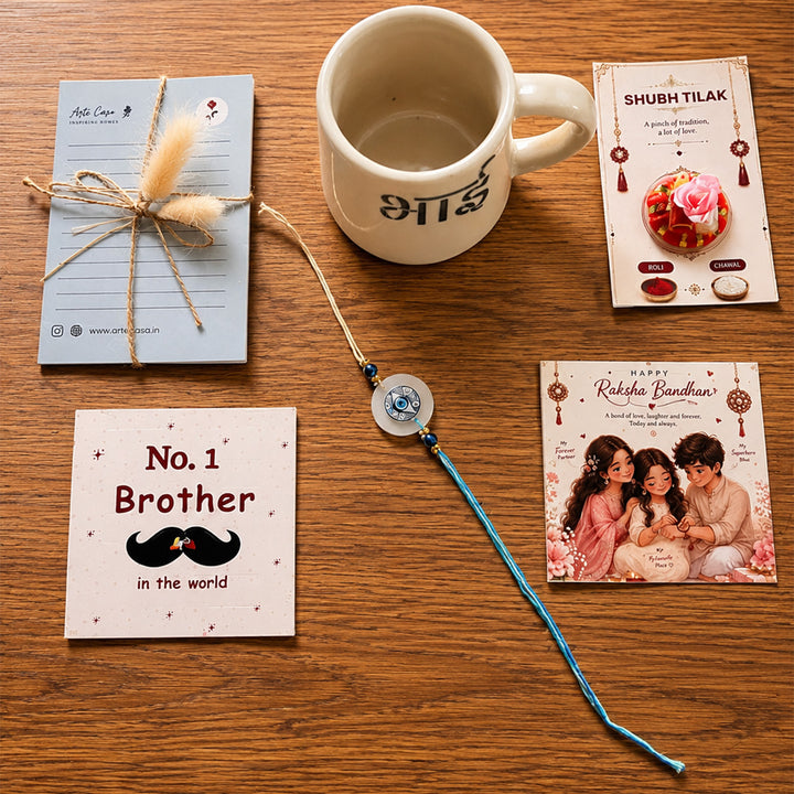 "Best Bhai Ever" Mug Ceramic Rakhi Hamper With Rakhi & Roli Chawal For Brother