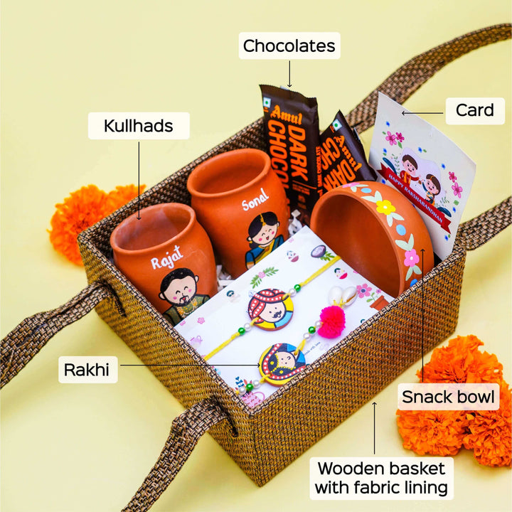 Photo Personalised Terracotta Caricature Rakhi Hamper