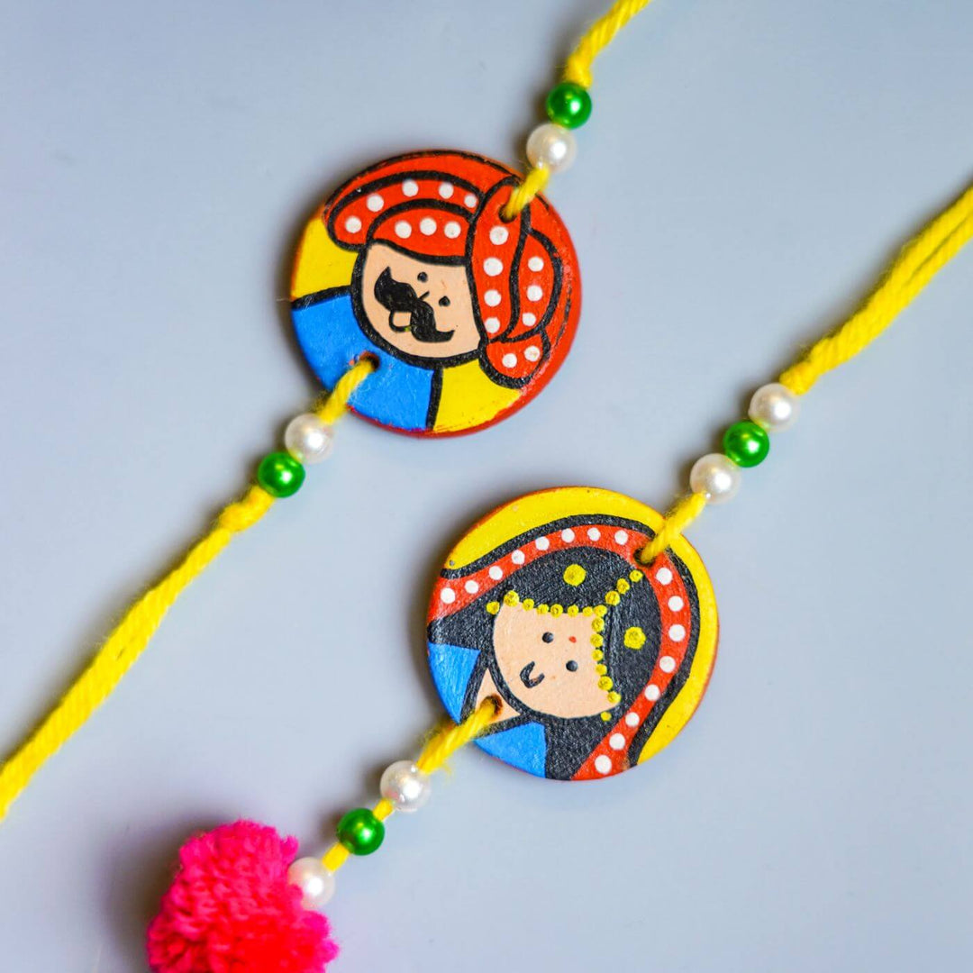 Photo Personalised Terracotta Caricature Rakhi Hamper