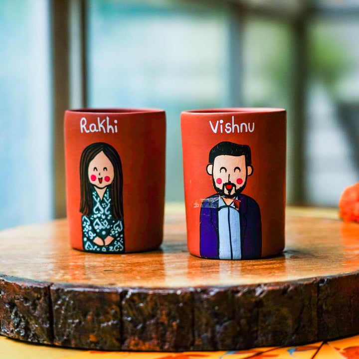 Photo Personalised Terracotta Caricature Rakhi Hamper