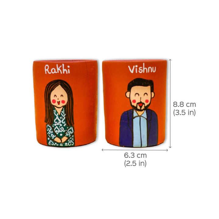 Personalized Terracotta Tumblers with Photo Based Caricatures I Set of 2