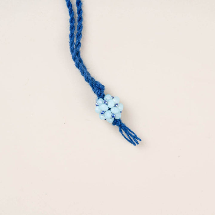 Handcrafted Glass Beads Lumba Rakhi 1 - Blue Beaded Close-up