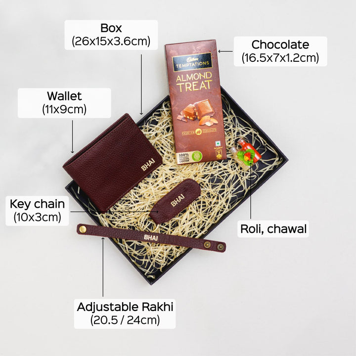Personalised Rakhi Hamper with Genuine Leather Accessories