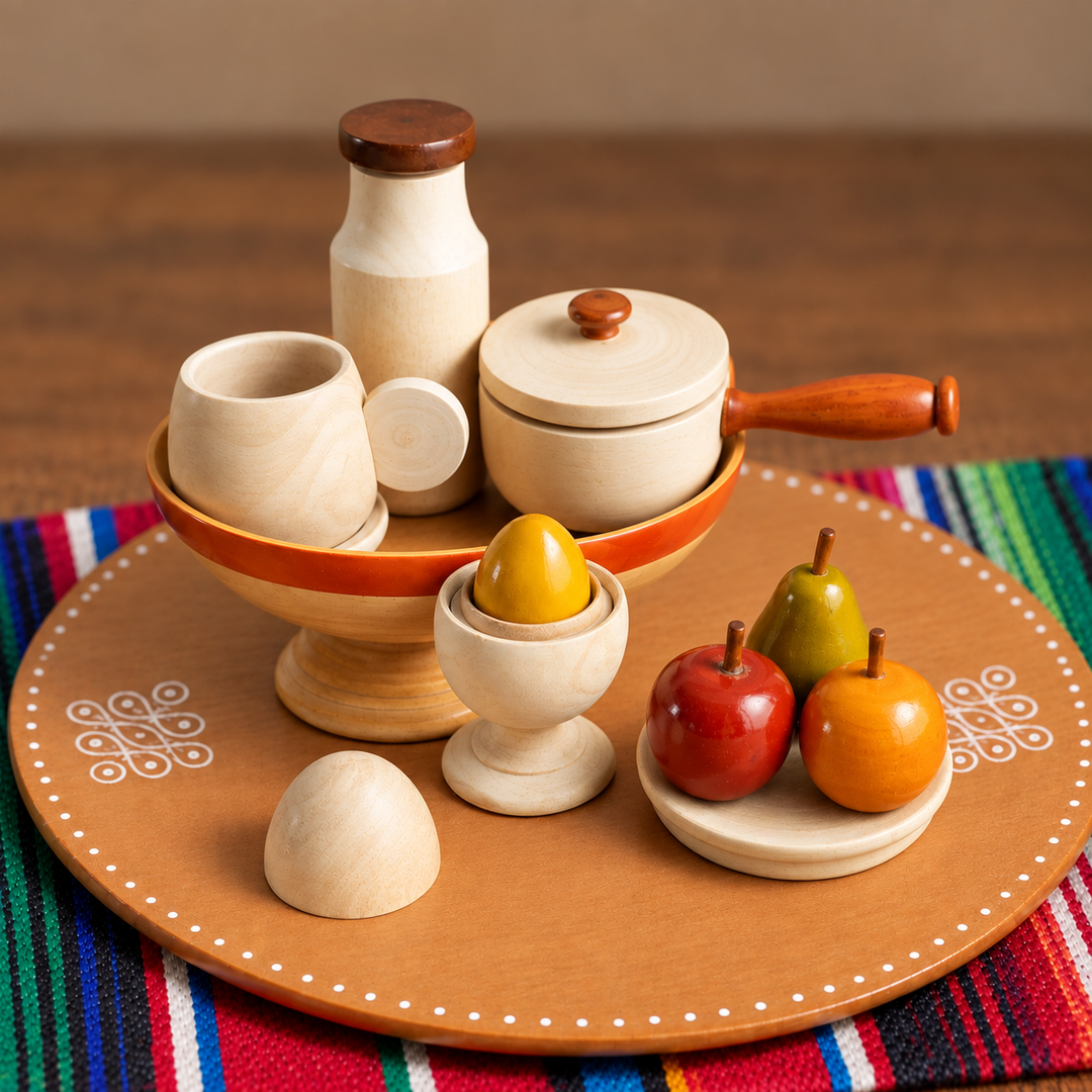 Wooden Breakfast Set Toy | Handmade Etikopakka Pretend Play | 3–6 Years