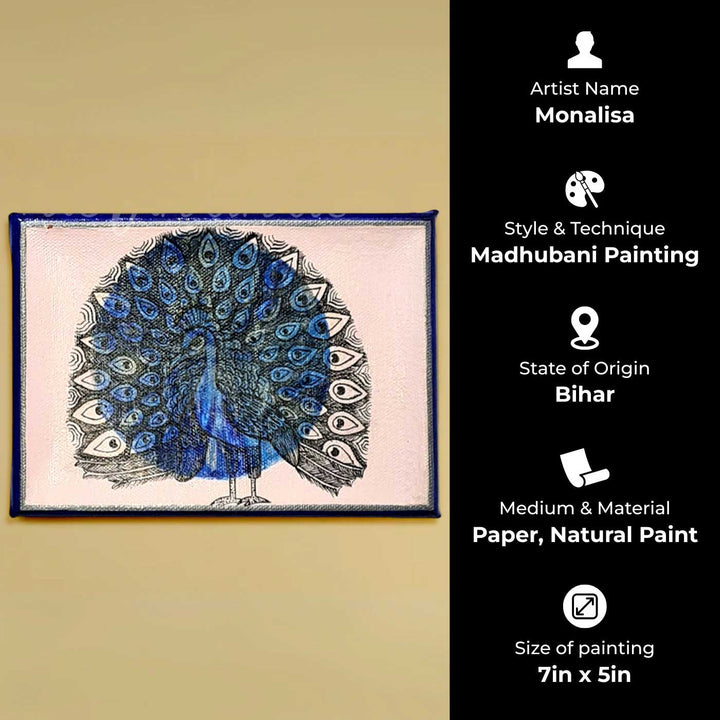 7 x 5 Inch | Rythms of Nature | Original Hand Painted Madhubani Painting On Canvas