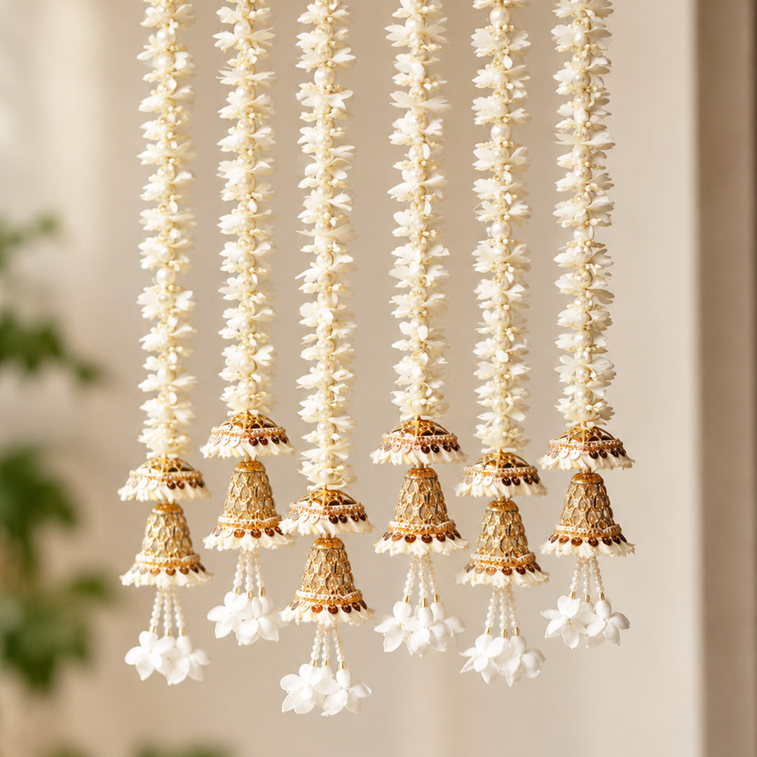 Handmade Realistic White & Golden Floral Hanging