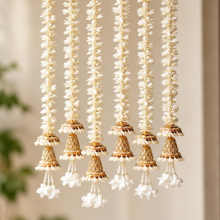 Handmade Realistic White & Golden Floral Hanging