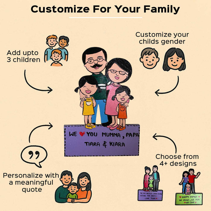 Personalized Family Theme MDF Wood Fridge Magnet