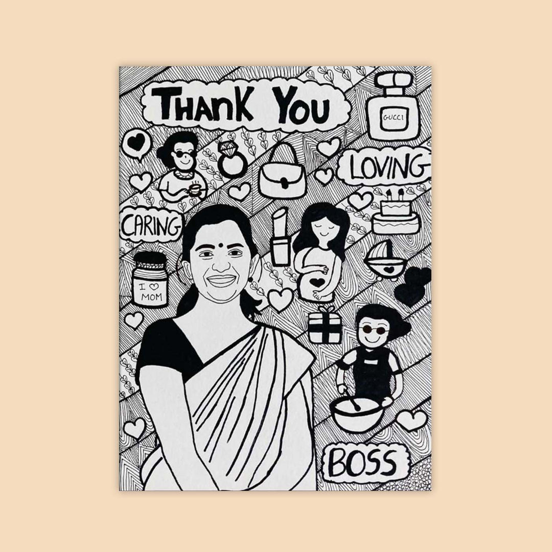 Photo Personalized Doodle Art Mother Black & White Decorative Plaque