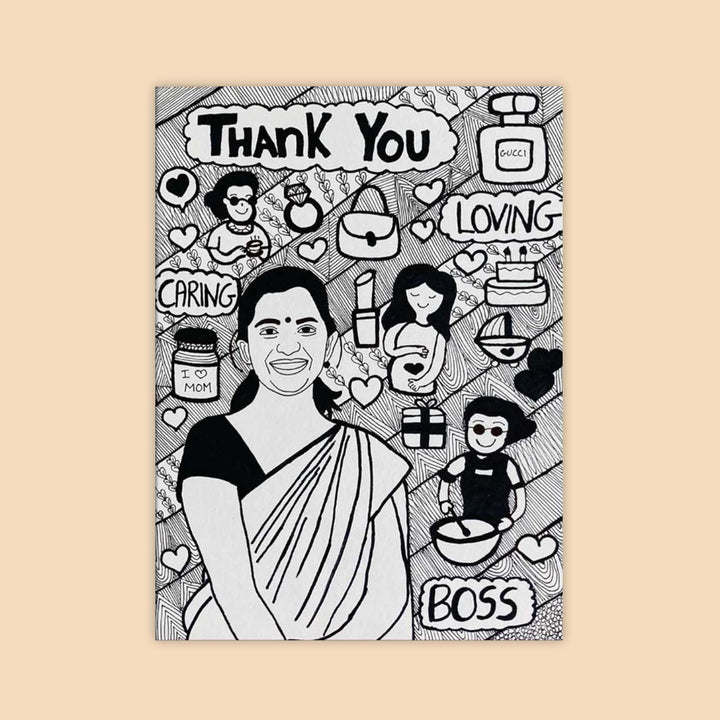 Photo Personalized Doodle Art Mother Black & White Decorative Plaque